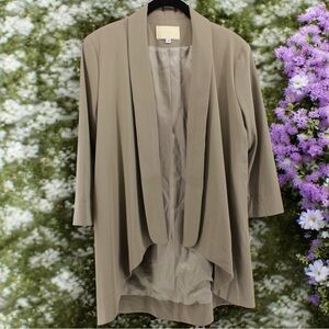 Alberto Makali‎ Elegant Tan Open Front Drape Blazer Office Siren Careerwear M